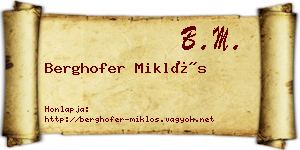 Berghofer Miklós névjegykártya